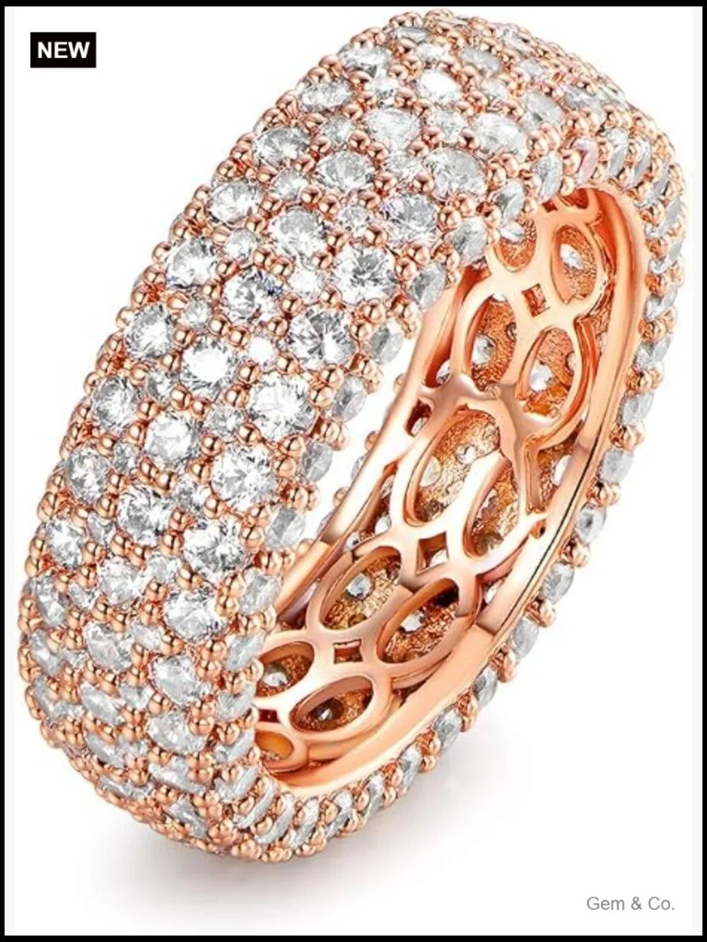 Wide Eternity Wedding Band Ring - Cubic Zirconia Plated